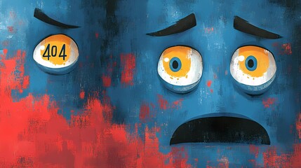 A creative Error 404 illustration with glitch effects and abstract design, representing broken web pages and digital disruption in graphic novel style.