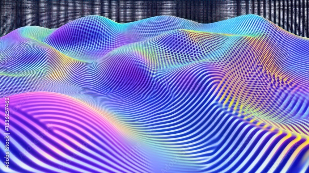 Poster Abstract image depicting curved lines with a multicolored gradient effect