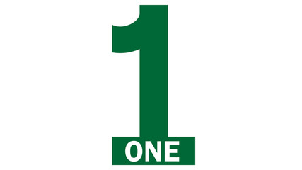 number one on white background