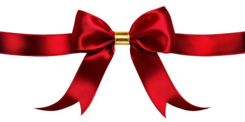[Transparent Background PNG]Elegant Red Satin Ribbon Bow Decoration