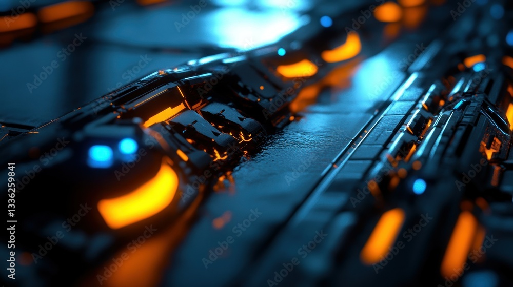Poster An abstract digital rendering of futuristic technical components details