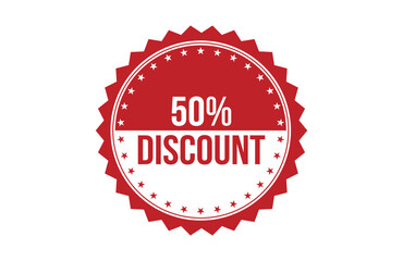 50% discount red ribbon label banner.