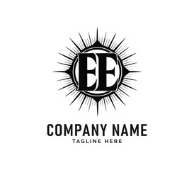 Fototapeta premium EE Monogram Logo Design. Elegant Black EE Initials Logo Design with Sunburst, Vector