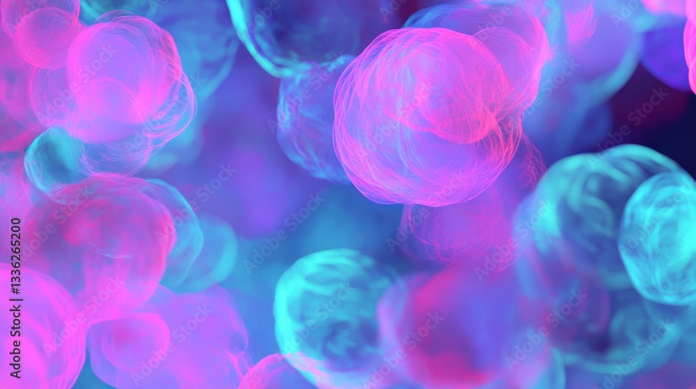 Poster abstract spheres and shapes are presented in various colorful hues