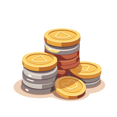 Neat stack of coins on white background, financial symbolism