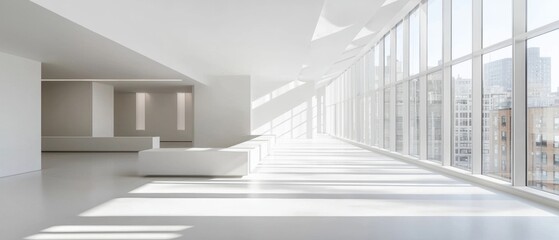 Obraz premium Modern office design showcasing dramatic negative space and light