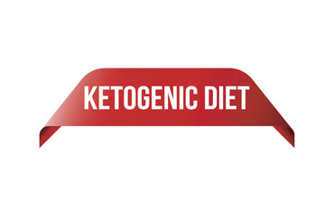 Red banner Ketogenic Diet isolated on white background.