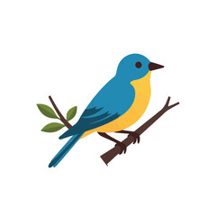 Fototapeta premium Vivid blue bird perched on branch with minimal leaves, nature
