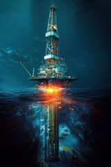 Obraz premium A dynamic perspective of a drillship's flare stack showcasing industrial innovation and maritime engineering.