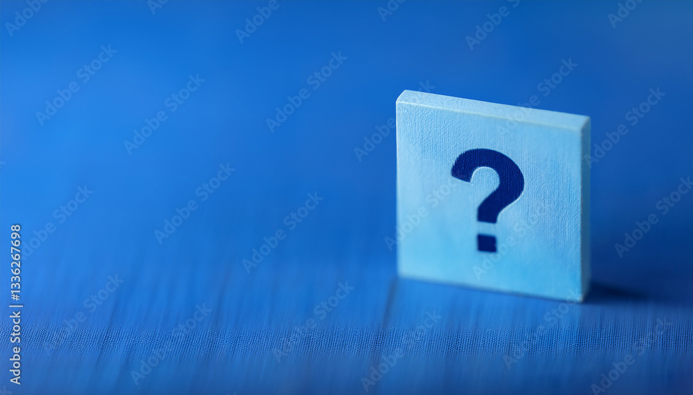 Aufkleber Question mark on bright blue background. 3D rendering. FAQ and QA. Problem solution.