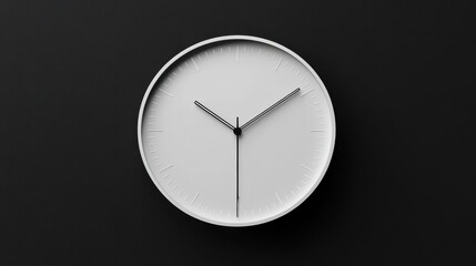 A white minimalist clock on a solid black background for a modern contrast