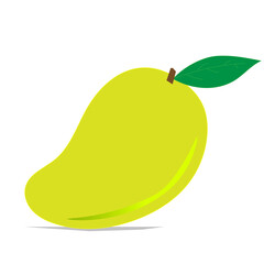 Fresh yellow mango with leaf illustration art