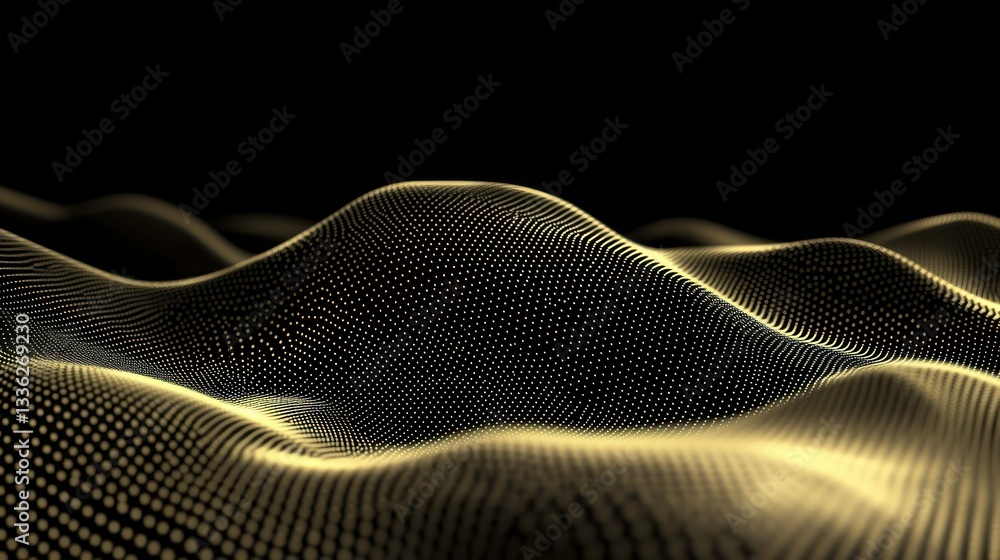 Poster Abstract visualization showing digital points forming flowing wave patterns