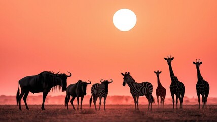 giraffe at sunset