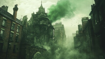 Futuristic cityscape featuring innovative buildings crafted from charred materials, blending nature with modern design.