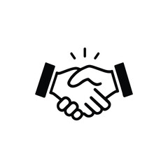 Employee Satisfaction Concept icon Business Handshake Icon: Black and White Minimalist Design of Formal Agreement