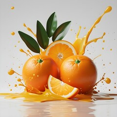 Photo of Fresh Oranges on a Wooden Table with an Orchard View
