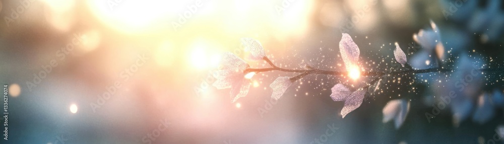 Poster a small branch with soft light and gentle leaves is shown