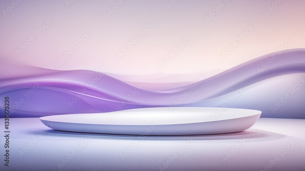 Poster A minimalistic stage with undulating gradient purple background