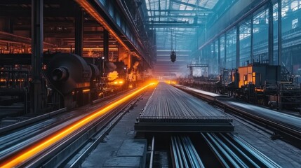 Zinc-coated steel production line with rolling machines and conveyor belts