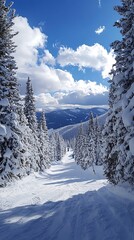 snow covered cabins in quiet mountain village image