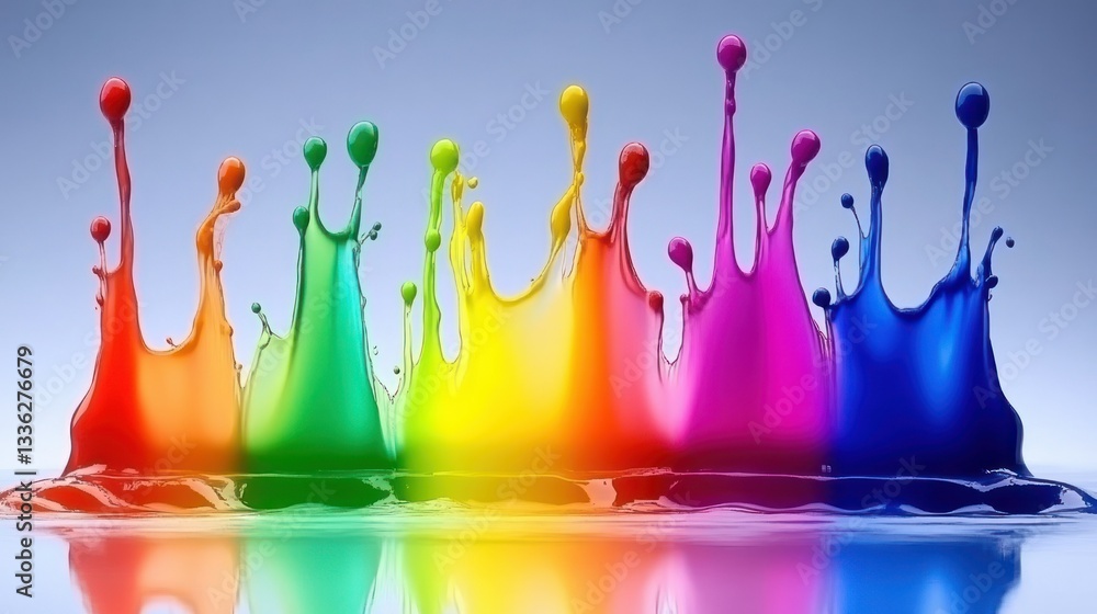 Poster Colorful paint splashes create an artistic representation across the scene
