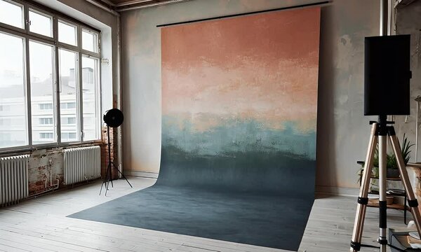 Abstract art backdrop, studio photoshoot, loft setting, background design for photography