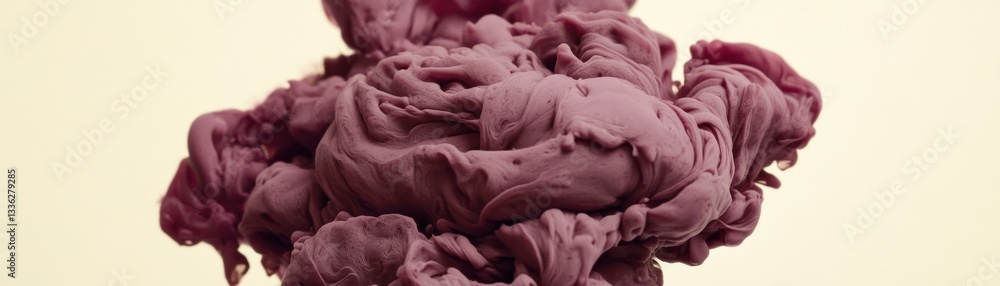 Poster Abstract cloud of mauve ink with complex layered shapes in display