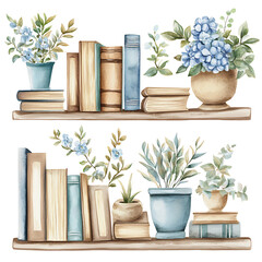 set of plants and flowers