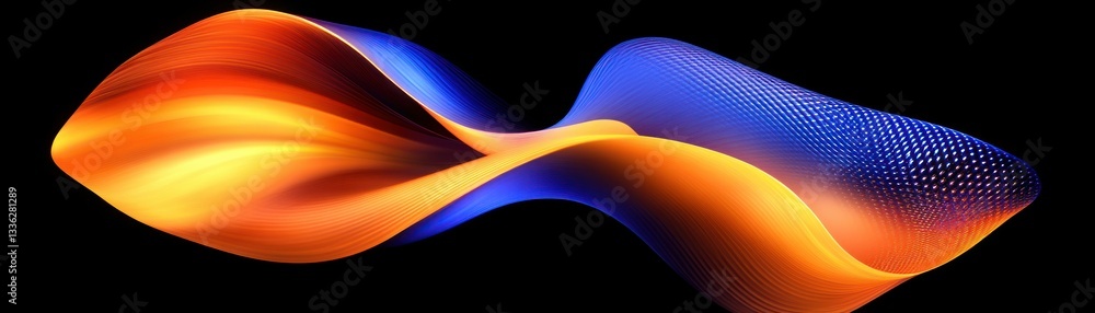 Poster An abstract wavy ribbon with vibrant gradient color transitions
