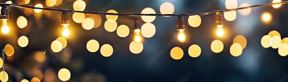 Poster Glowing string lights create a lovely blurred and festive background