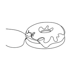 Single Line Drawing of a Delicious Glazed Donut