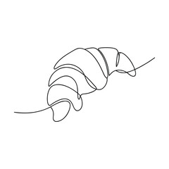 Single Line Croissant Drawing, Bakery, Pastry, Minimalist Art, Food Illustration