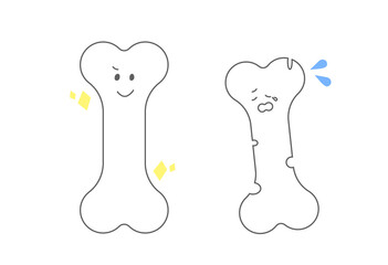 骨, 骨密度, 骨粗鬆症, 骨折, 骨の健康, カルシウム, ビタミンD, 健康, 予防, 高齢者, 介護, 医療, 健康管理, ヘルスケア, 栄養, 運動, 筋トレ, サプリメント, 骨強化, 骨の老化, リスク, イラスト, キャラクター, かわいい, シンプル, 説明資料, 健康意識, 医療関係者向け, 教育用, フラットデザイン, アイコン, ベクター, 歯, シンボル, 解剖, 臼歯, 