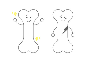 骨, 骨密度, 骨粗鬆症, 骨折, 骨の健康, カルシウム, ビタミンD, 健康, 予防, 高齢者, 介護, 医療, 健康管理, ヘルスケア, 栄養, 運動, 筋トレ, サプリメント, 骨強化, 骨の老化, リスク, イラスト, キャラクター, かわいい, シンプル, 説明資料, 健康意識, 医療関係者向け, 教育用, フラットデザイン, アイコン, ベクター, 歯, シンボル, 解剖, 臼歯, 