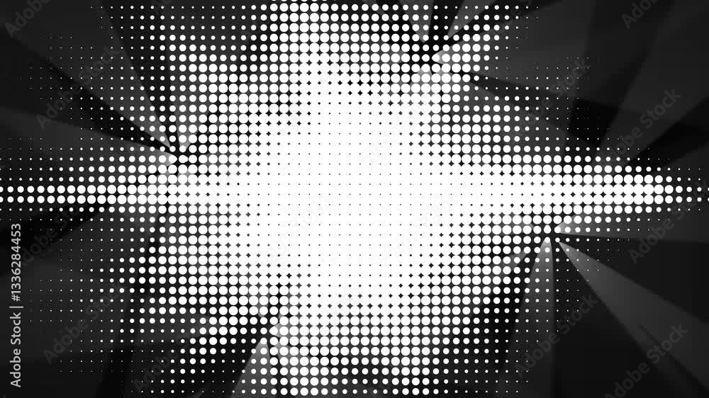Poster halftone dots background animation against the ray light for the video backdrop
