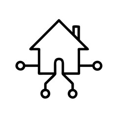 Minimalistic smart home icon representing connected technology and automation