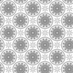 seamless gray floral monochrome mandala pattern