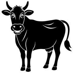 A cow making a hilarious moo face silhouette vector illustration