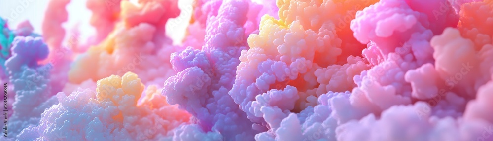 Poster A close up view showing textured colorful cloud formations in the sky