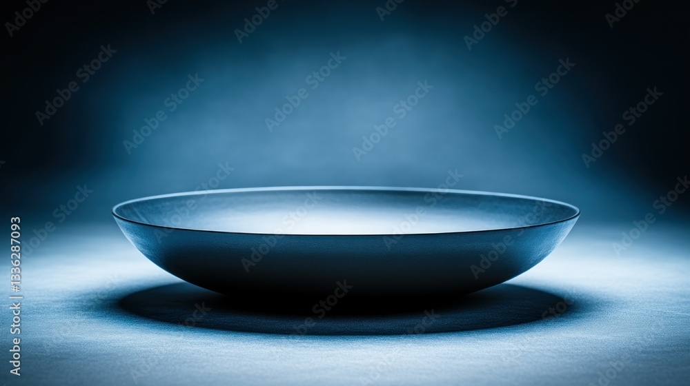 Poster A single empty shallow bowl placed on a textured surface