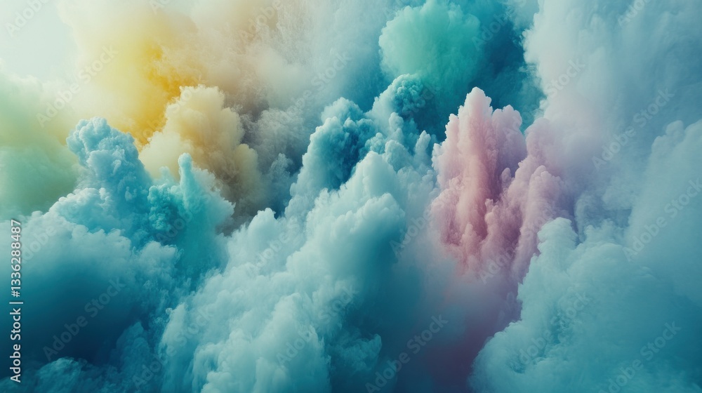 Poster Beautiful abstract multicolored clouds with a soft dreamy background