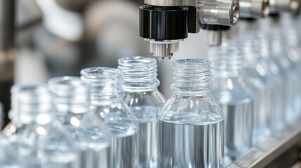 Automatic machine filling clear bottles with a clear liquid