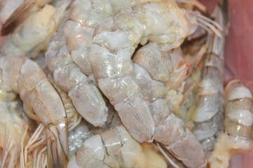 shrimps raw seafood, healthy meal food snack. for background, copy space, design