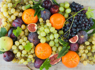 Organic food. Fruit mix background