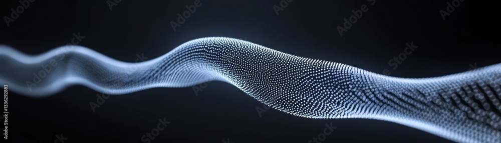 Poster A flowing wavy line is composed of numerous tiny dots