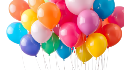 Assorted Colorful Balloons isolated on transparent background.