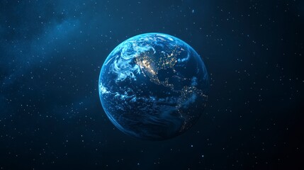 Obraz premium Earth View From Space with City Lights and Starry Background