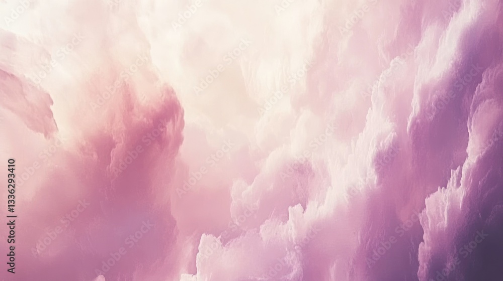 Poster abstract soft dreamy clouds with a beautiful purple color palette