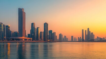 Obraz premium Modern Office in Evening Glow 